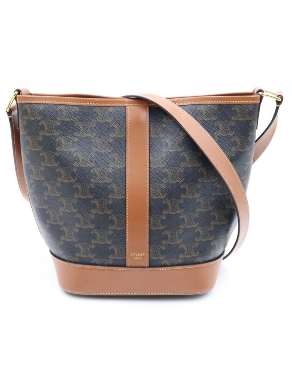 Celine Triomphe Small Bucket Leather Shoulder Bag Brown